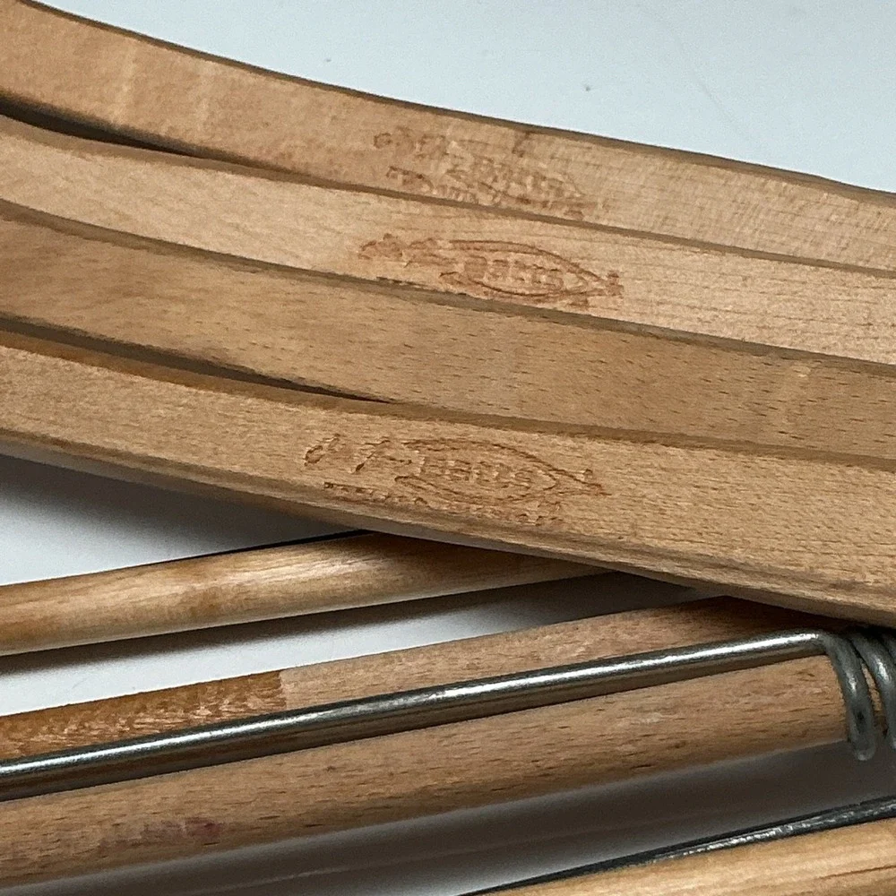 Lot of 4 Vintage Wooden Hangers 3 Batts Wishbone Younkers Batts 1 Unbranded